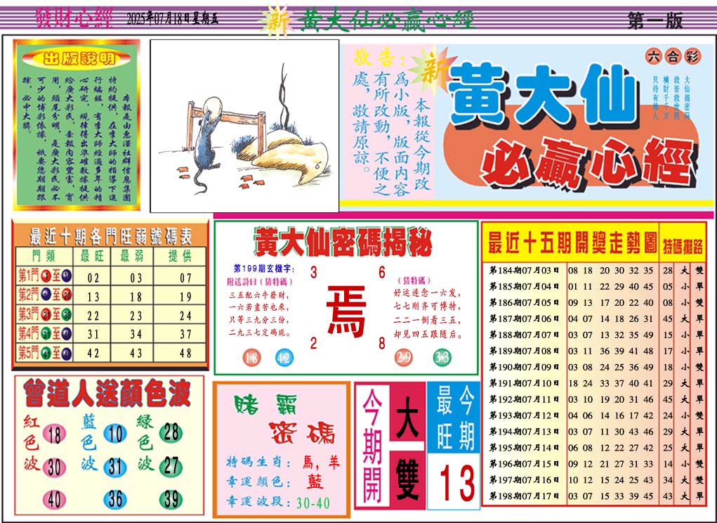 199期黄大仙必赢心经A[图]