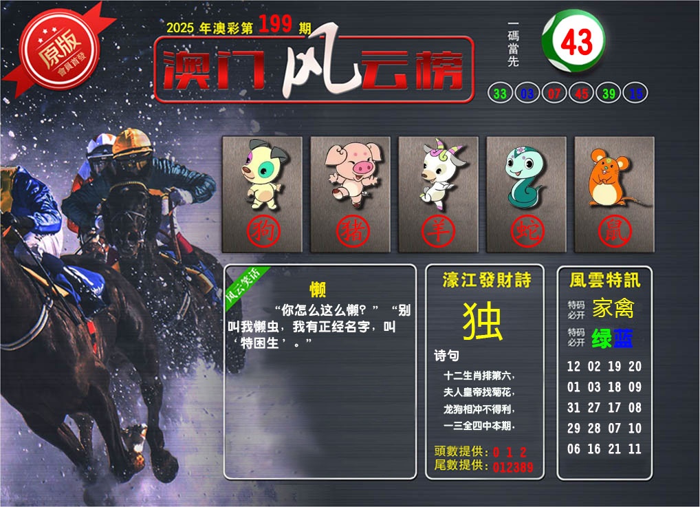 199期澳门风云榜[图]