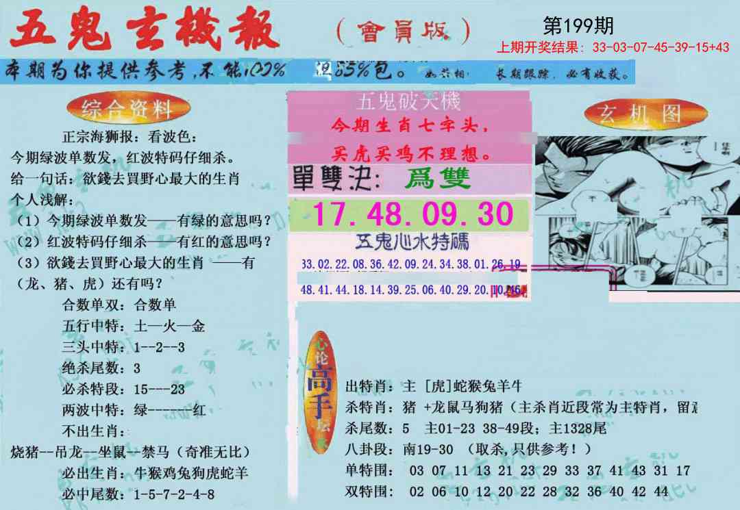 199期新五鬼玄机[图]