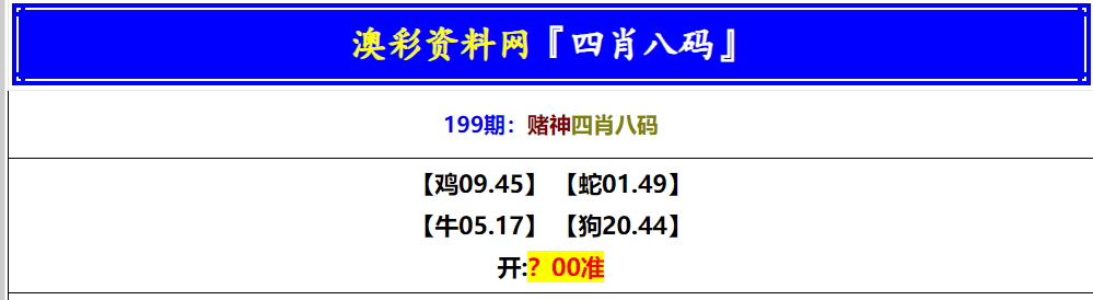 199期赌神四肖八码[图]