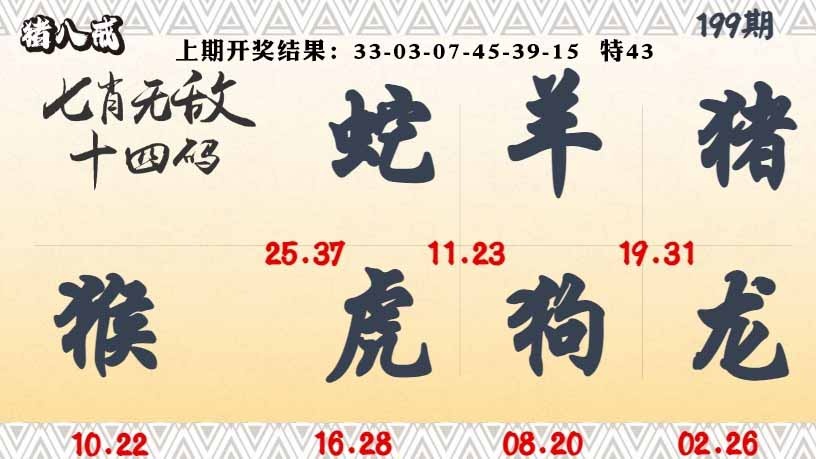 199期七肖无敌14码[图]