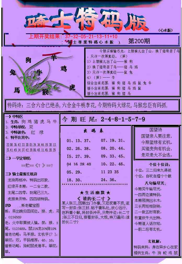 200期骑士特码版[图]
