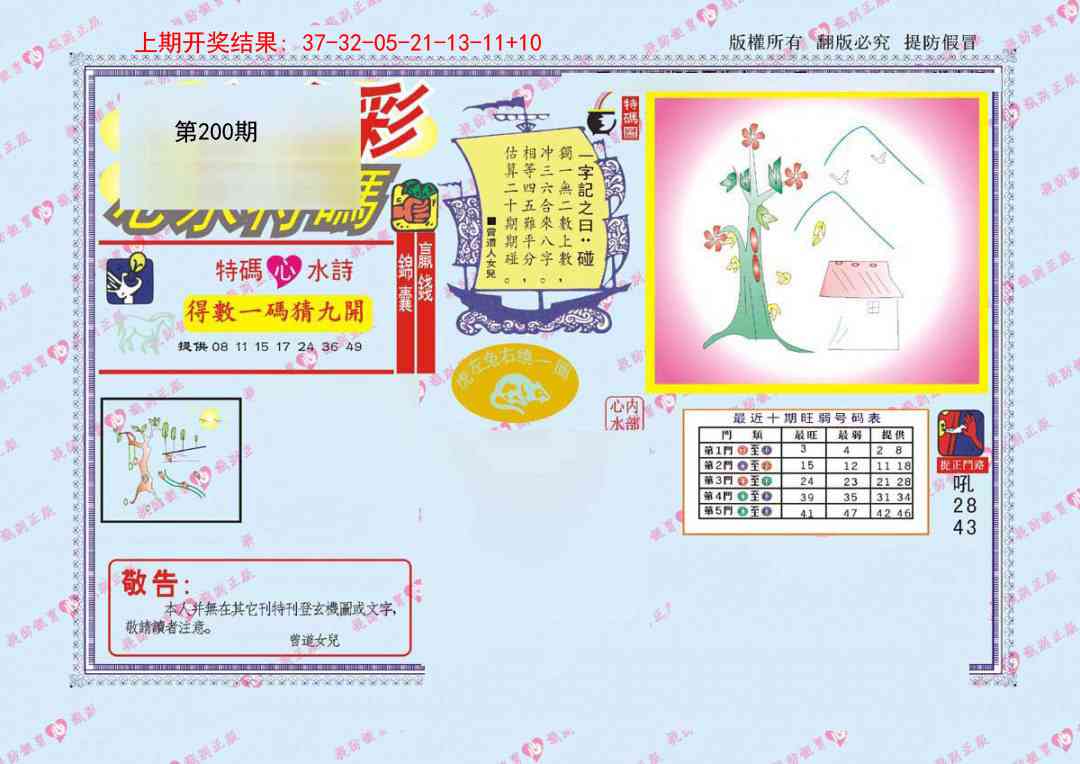 200期心水特码[图]