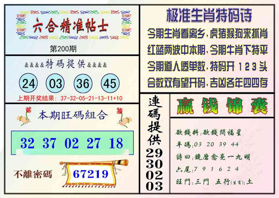 200期精准贴士[图]