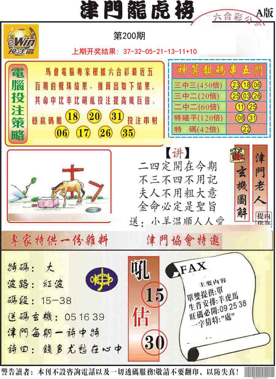 200期津门龙虎榜A[图]