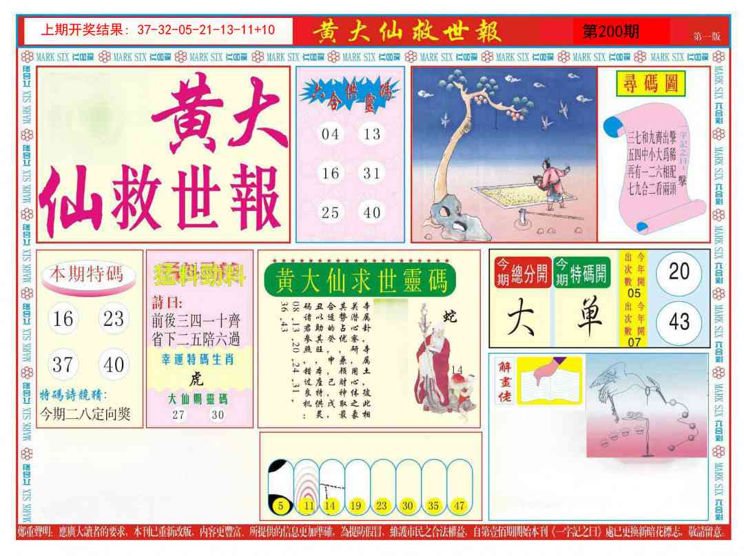 200期新黄大仙救世A[图]