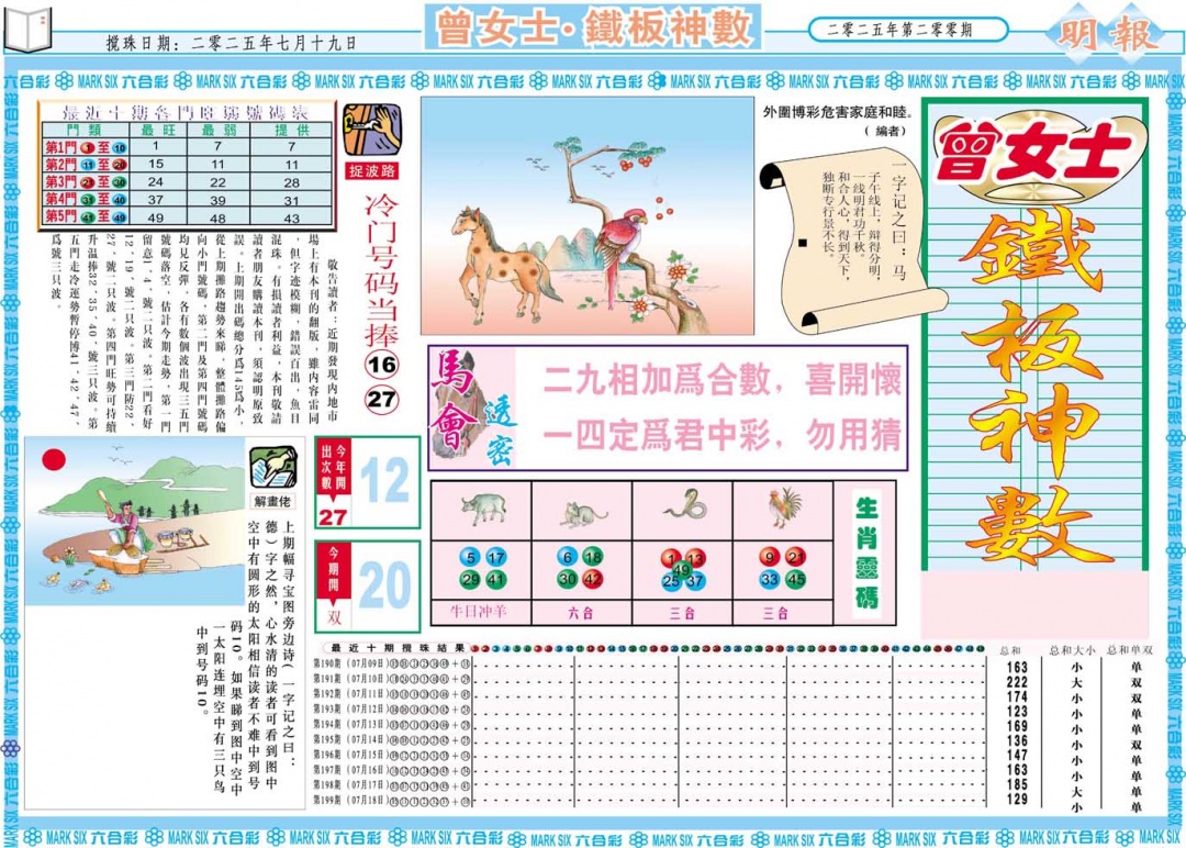 200期曾女士铁板神数A[图]