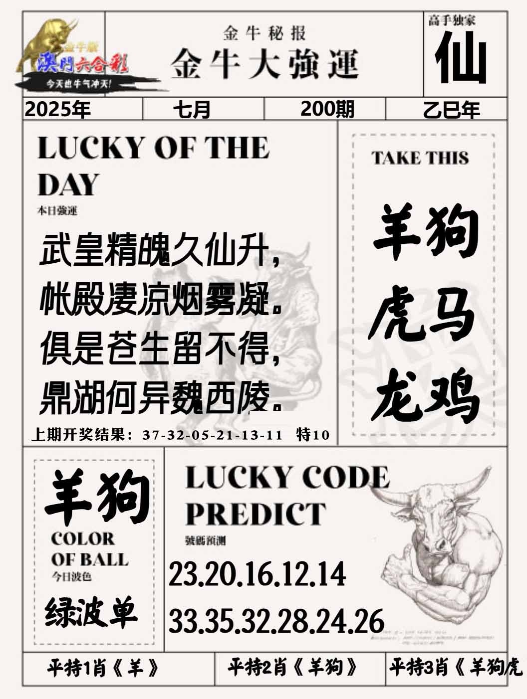 200期金牛大强运[图]