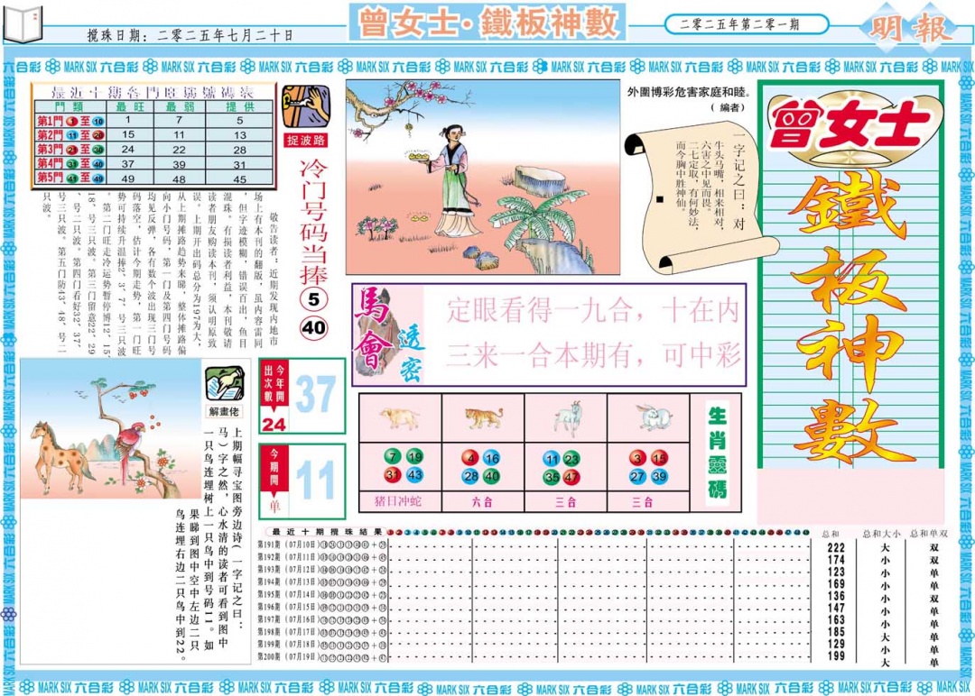 201期曾女士铁板神数A[图]