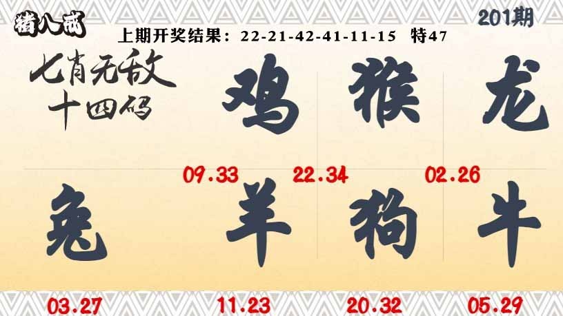 201期七肖无敌14码[图]