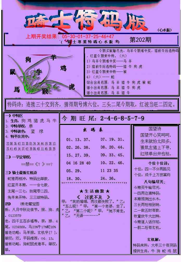 202期骑士特码版[图]
