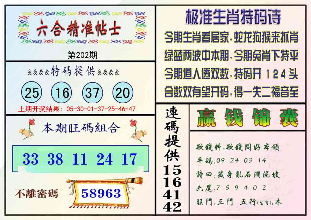 202期精准贴士[图]
