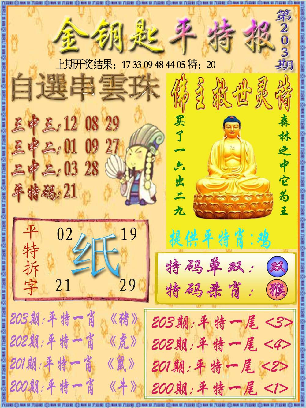 203期金钥匙平特报[图]