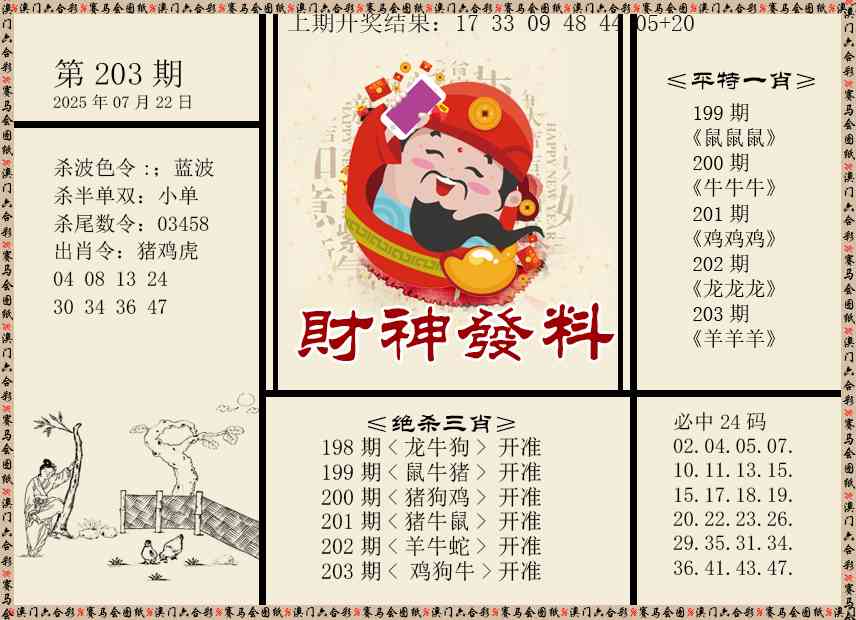 203期财神发料[图]