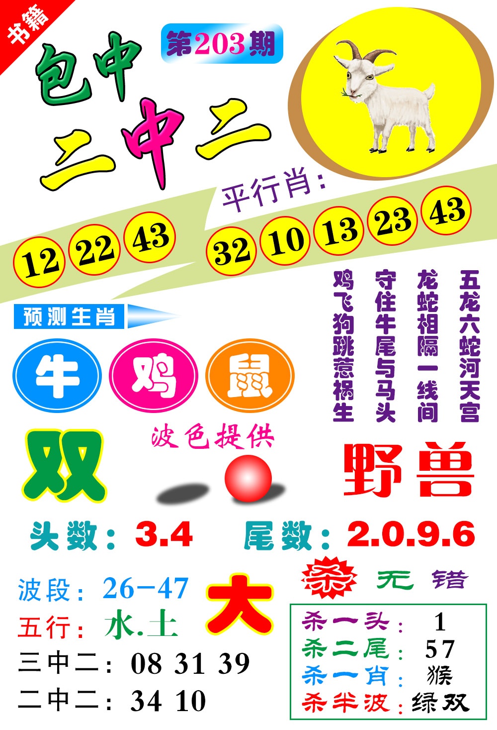 203期澳门预测生肖[图]