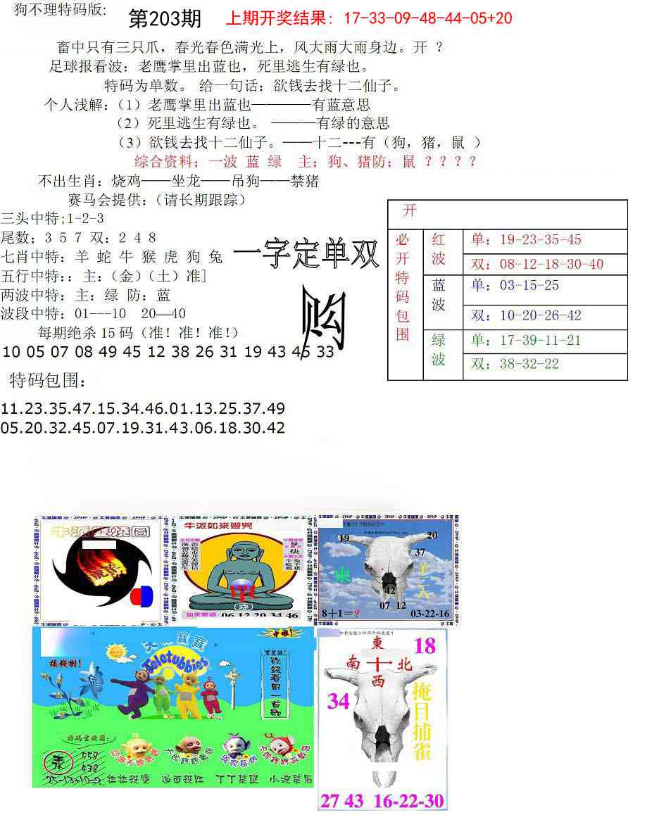 203期狗不理特码报[图]