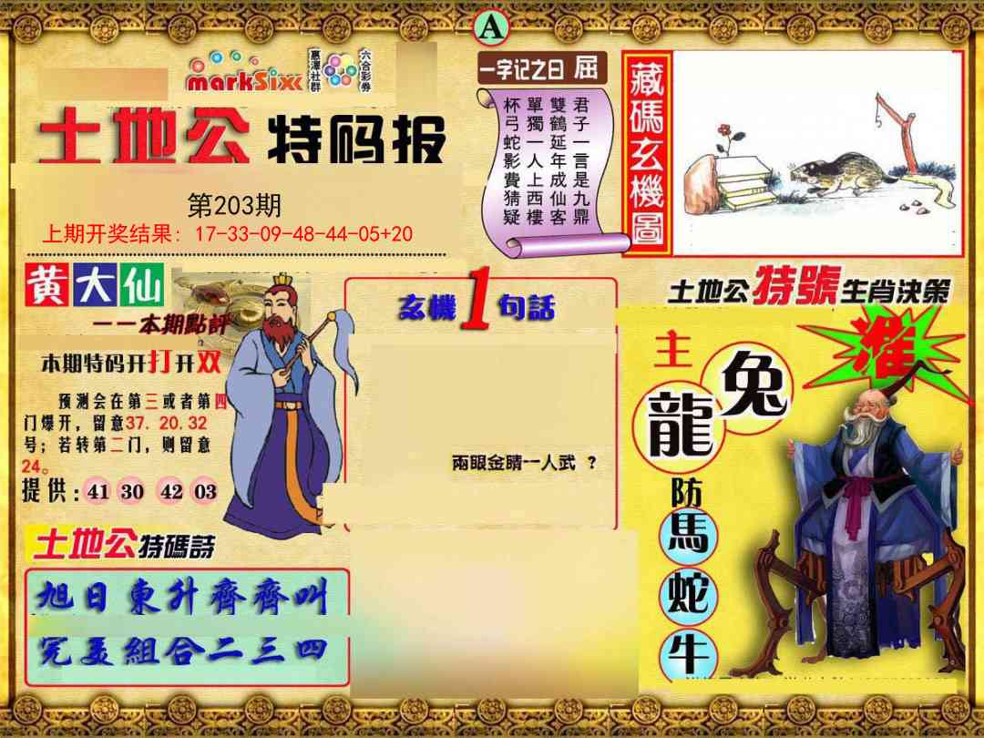 203期土地公特码报A[图]
