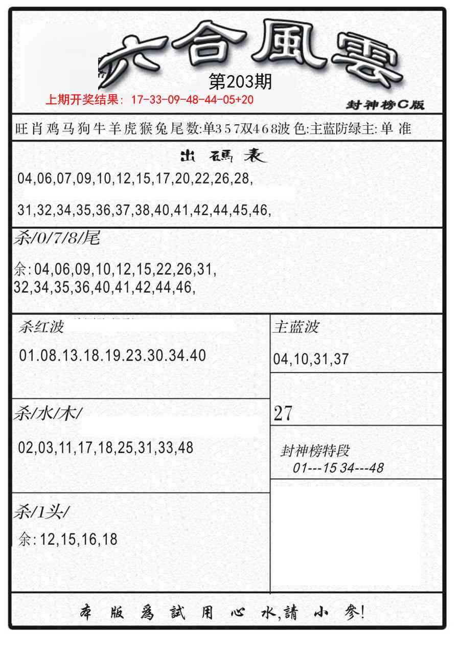 203期六合风云B[图]