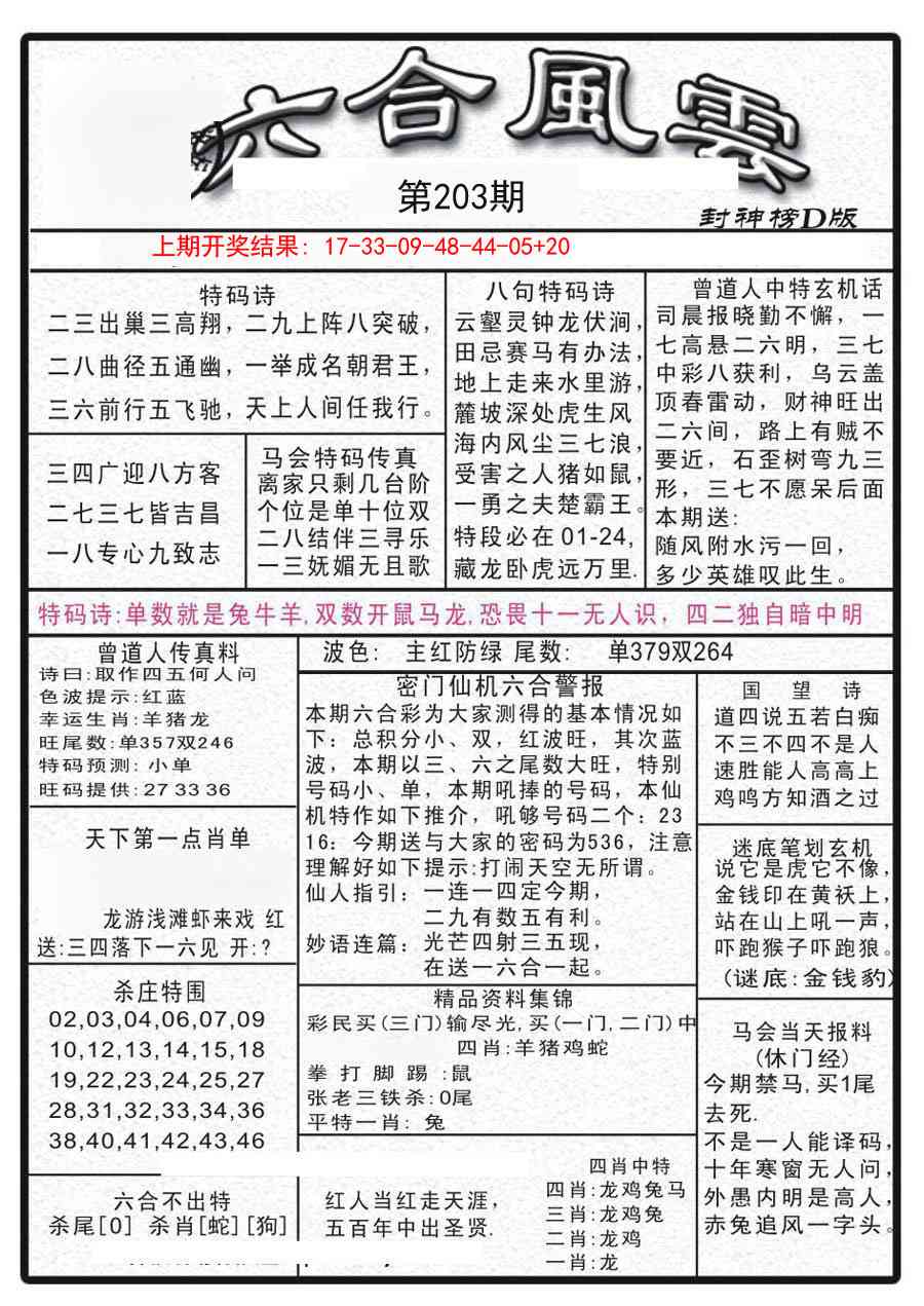 203期六合风云A[图]