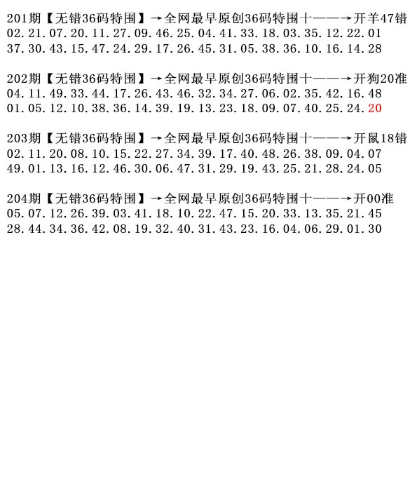 204期36码特围[图]