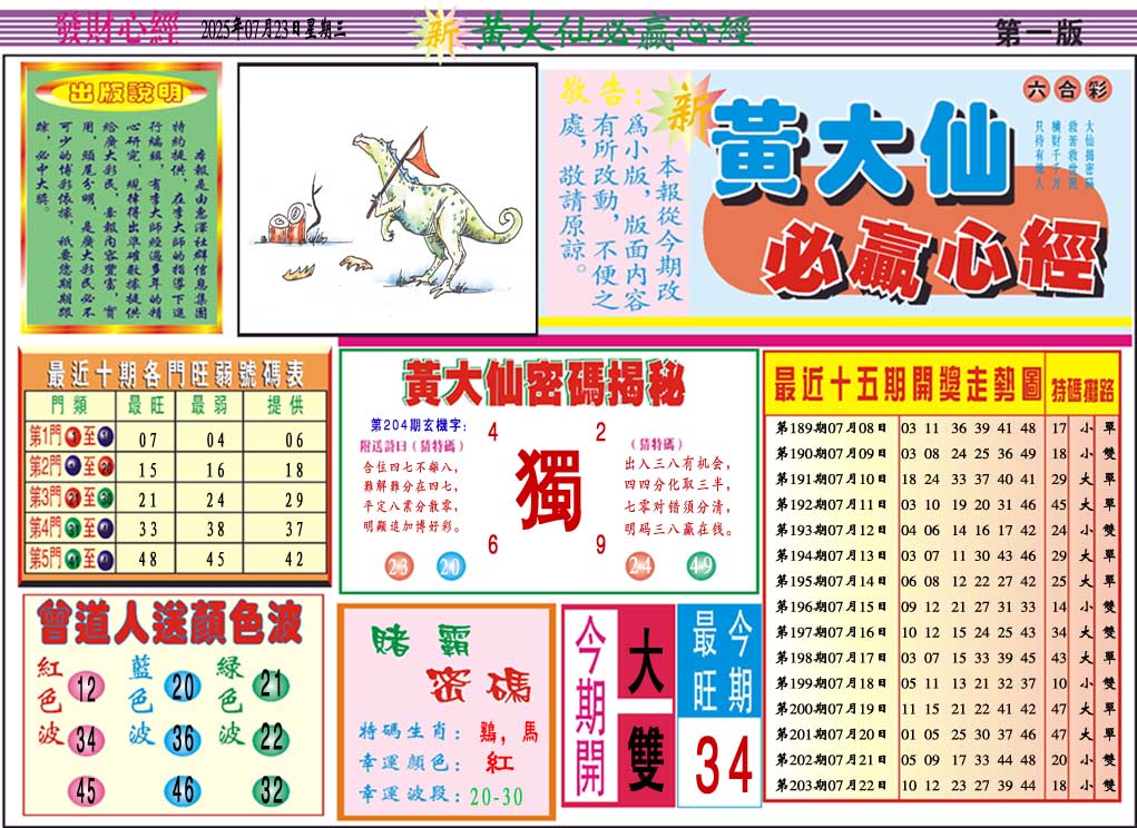 204期黄大仙必赢心经A[图]