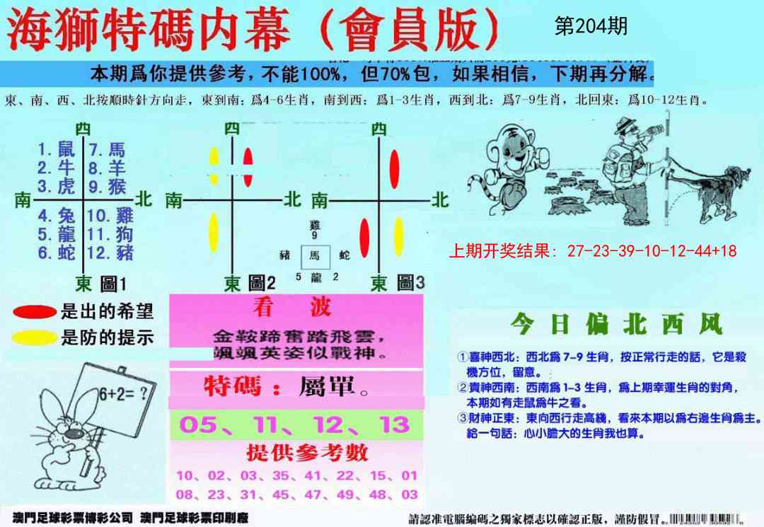 204期另版海狮特码内幕报[图]
