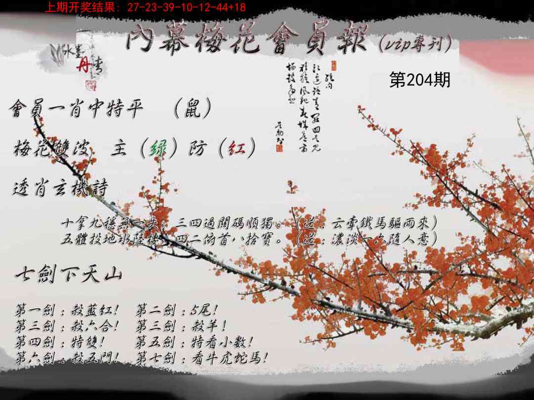 204期内幕梅花会员报[图]