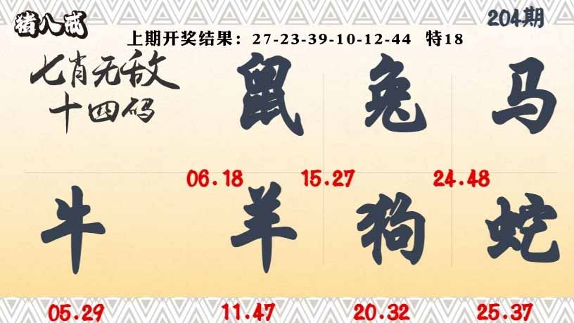 204期七肖无敌14码[图]