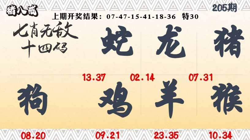 205期七肖无敌14码[图]