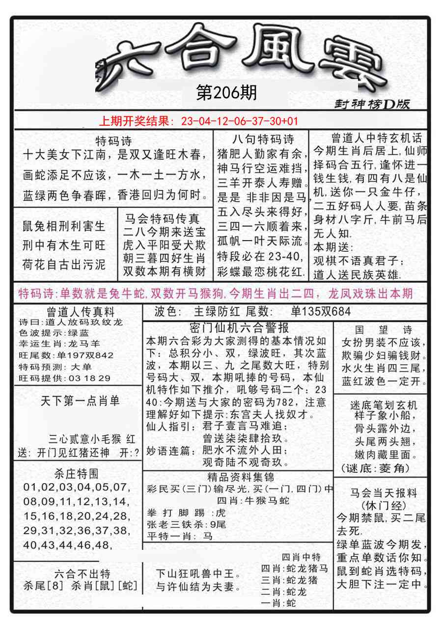 206期六合风云A[图]