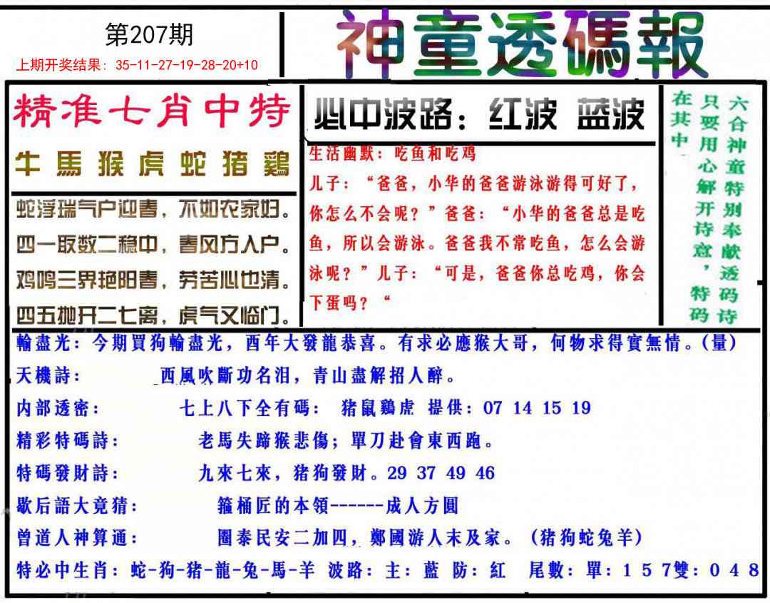 207期神童透码报[图]
