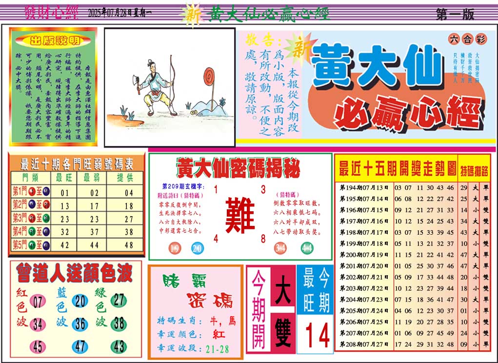 209期黄大仙必赢心经A[图]