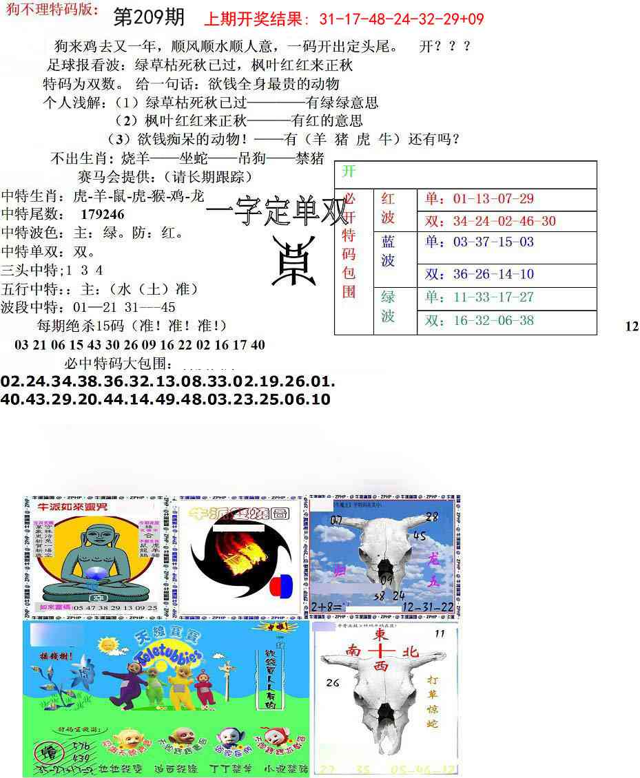 209期狗不理特码报[图]