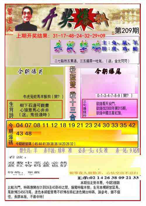 209期开奖爆料(新图推荐)[图]