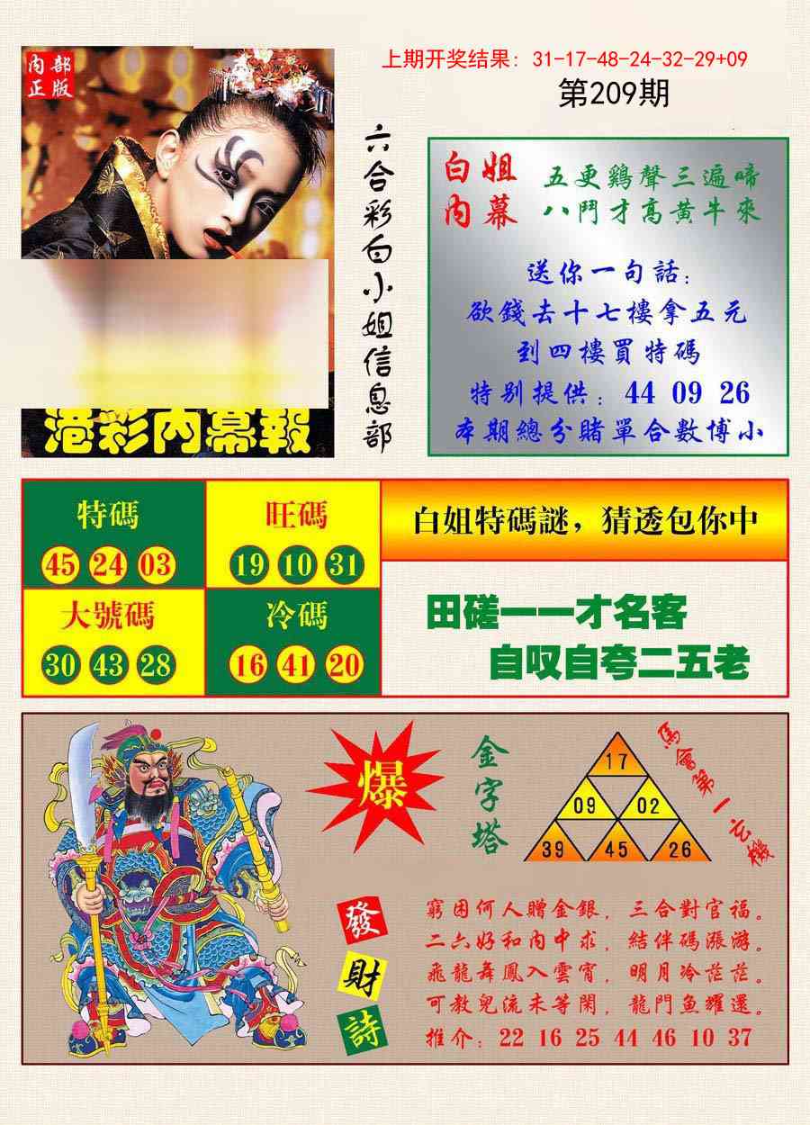 209期港彩内幕报[图]