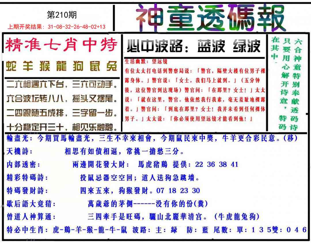 210期神童透码报[图]