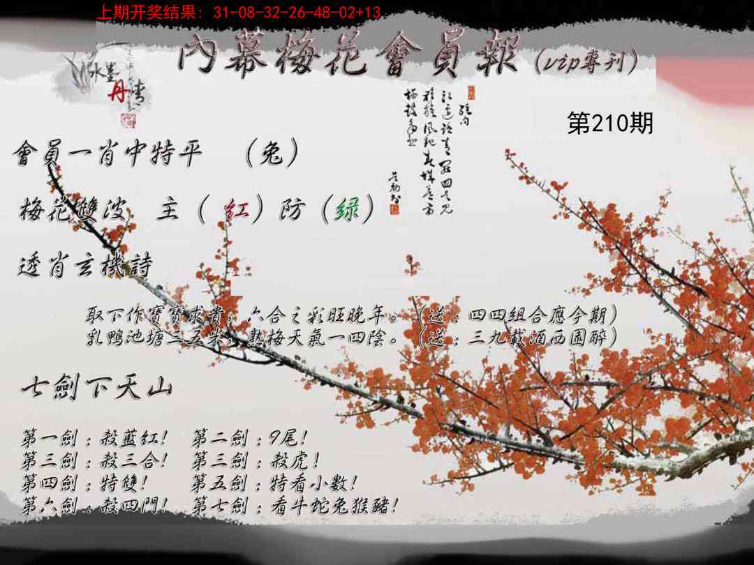 210期内幕梅花会员报[图]