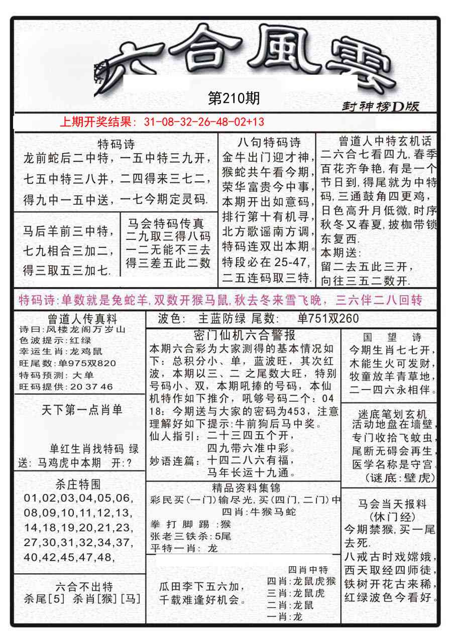 210期六合风云A[图]