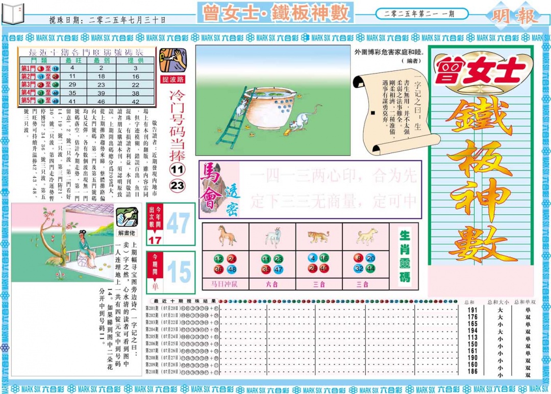 211期曾女士铁板神数A[图]