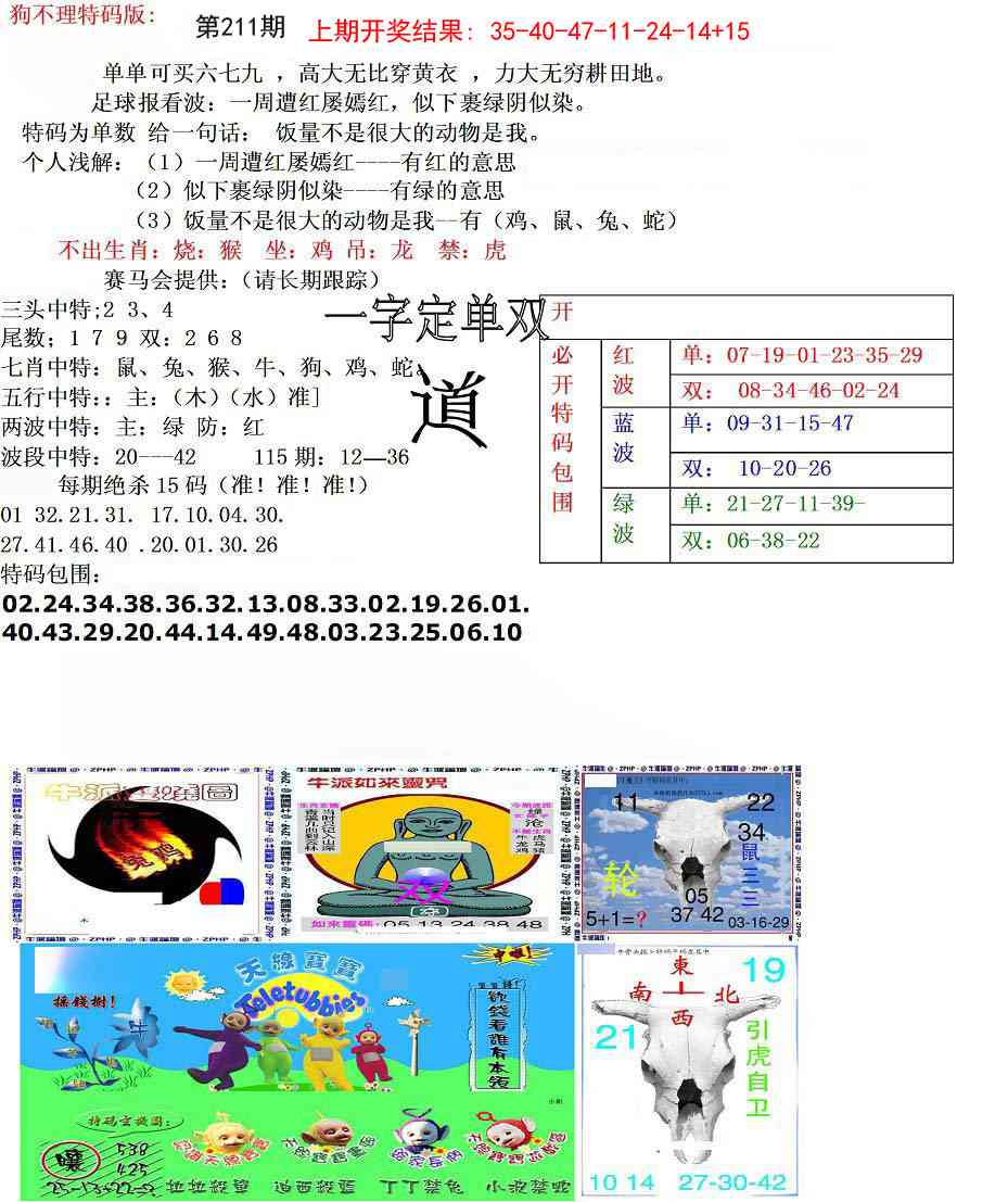 211期狗不理特码报[图]