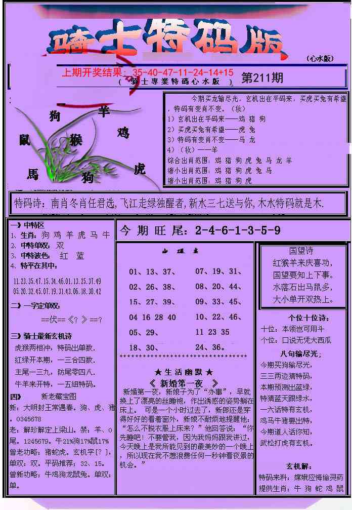 211期骑士特码版[图]