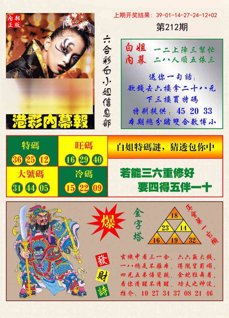 212期港彩内幕报[图]