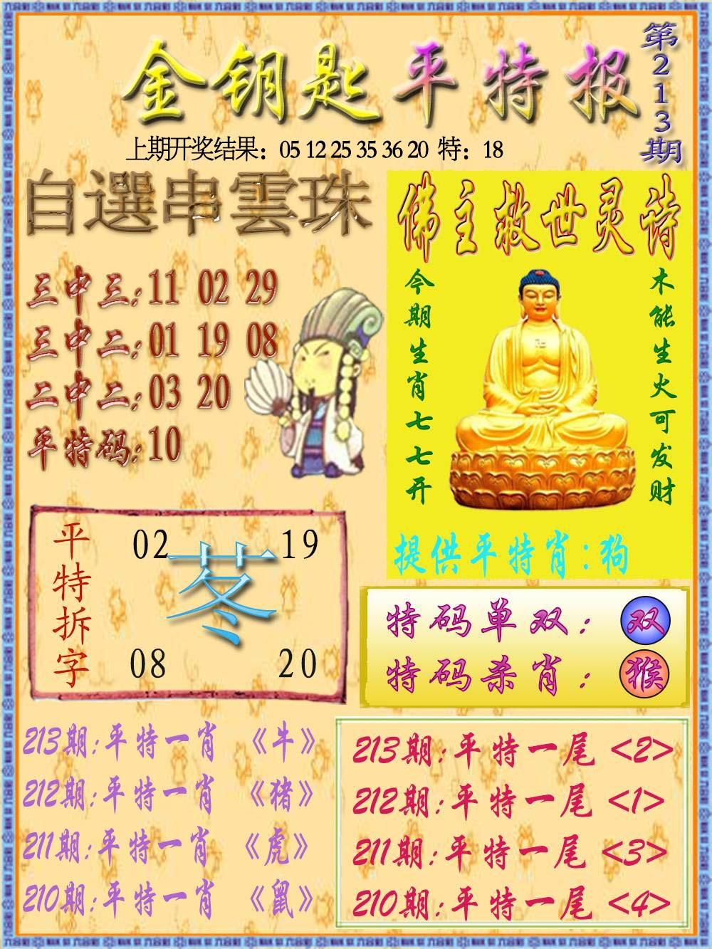 213期金钥匙平特报[图]