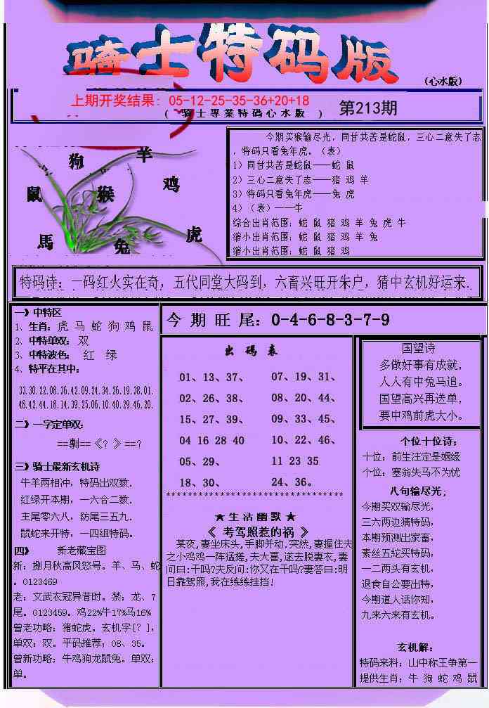 213期骑士特码版[图]