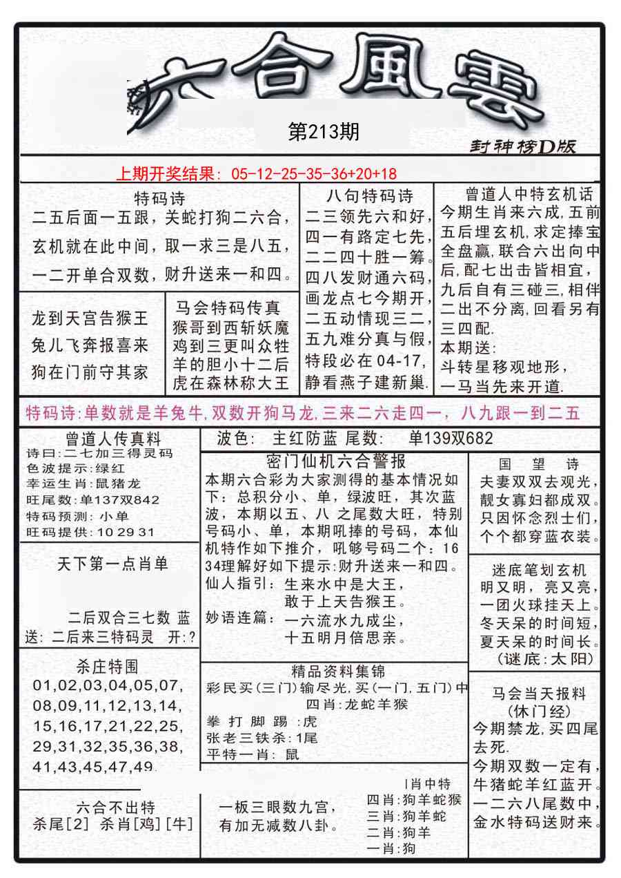 213期六合风云A[图]