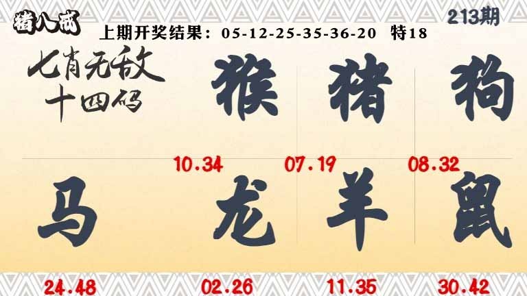 213期七肖无敌14码[图]