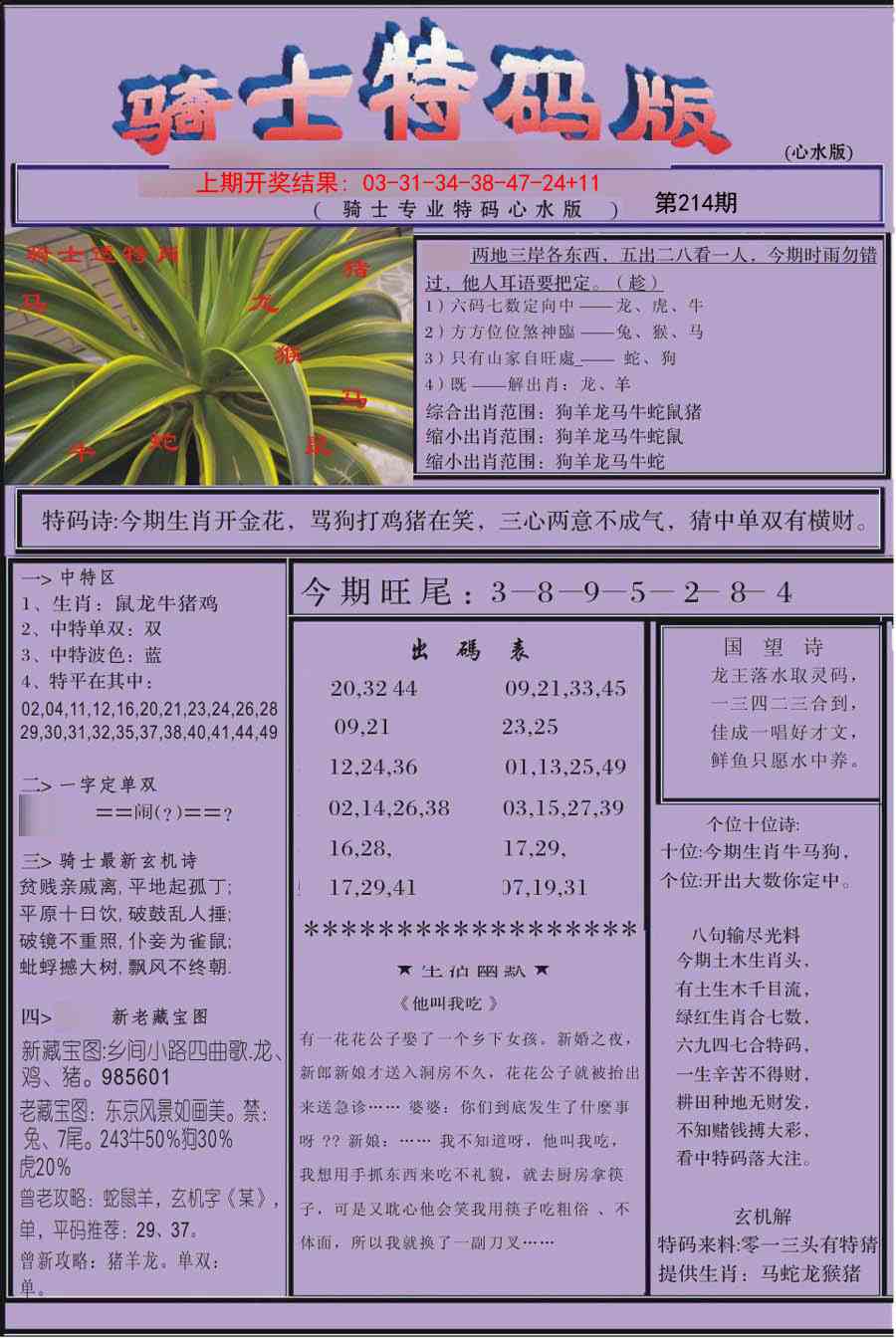 214期骑士特码版[图]