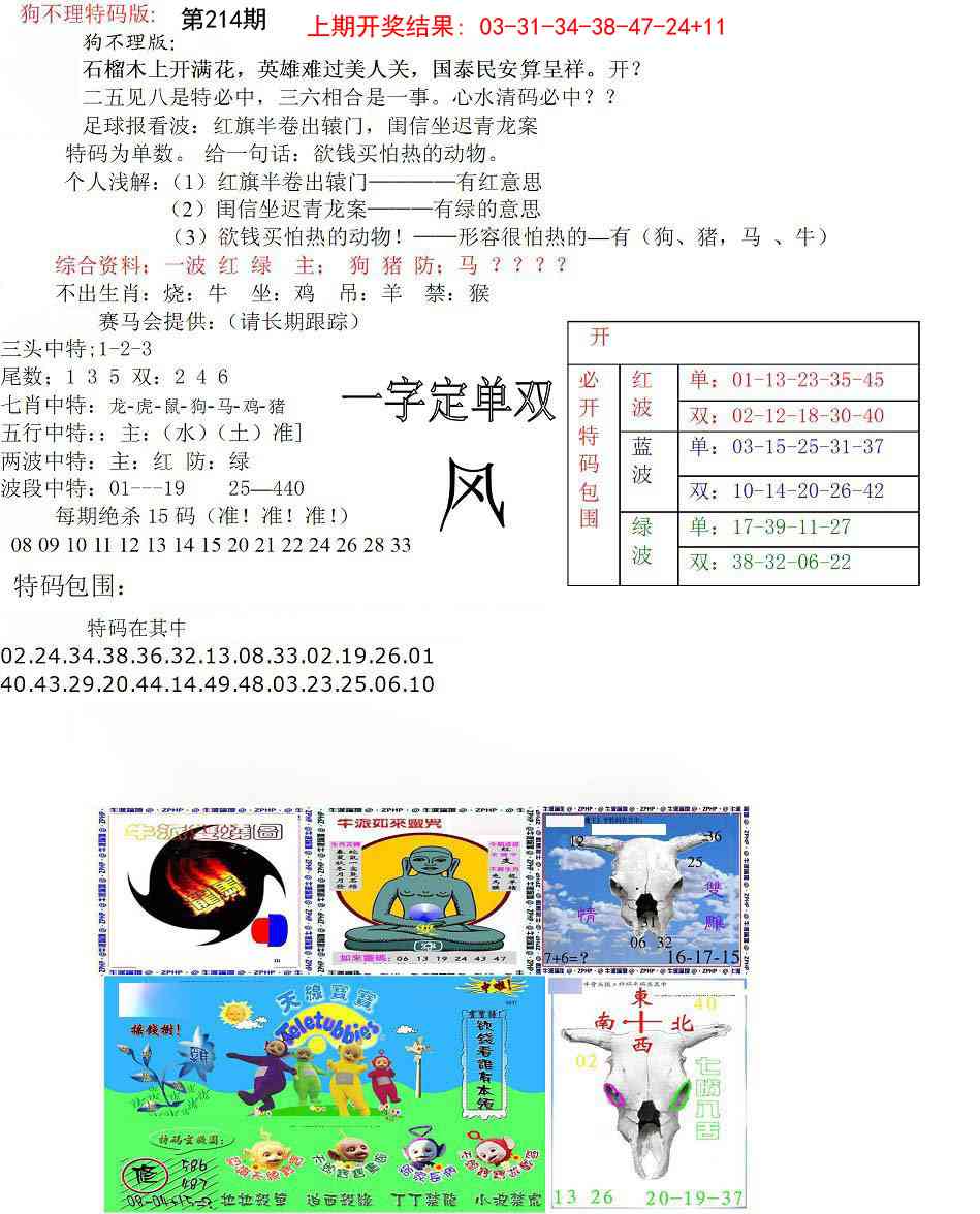 214期狗不理特码报[图]