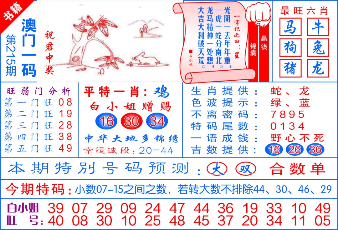 215期澳门飞龙宝典[图]