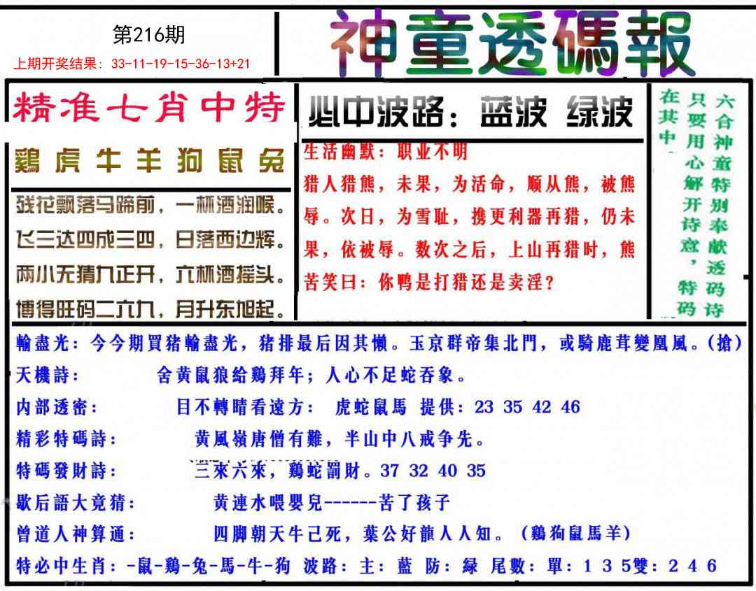 216期神童透码报[图]